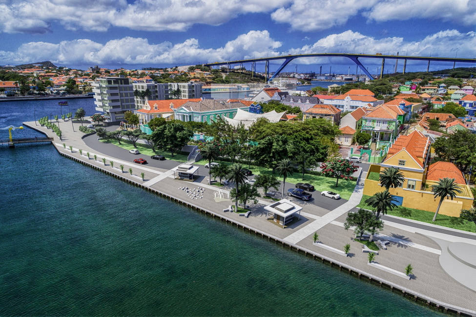 The Wharf located in the heart of historic inner city of Willemstad in Curaçao.